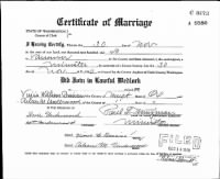 Certificate of Marriage for Vinis Brosius and Aileen Underwood