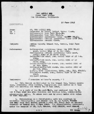 COM LST FLOT 15 > Forwarding action reports on operations in support of the assault landings in the Brunei Bay Area, Borneo, 6/7-12/45