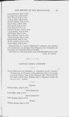 Volume XIV > Muster Rolls and Papers Relating to the Associators and Militia of the County of Northampton.