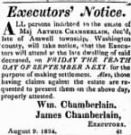 Arthur Chamberlin Aug 1824 Executor Notice.JPG