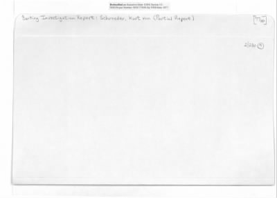 Banking Investigation Report: Schroeder, Kurt von (partial report)