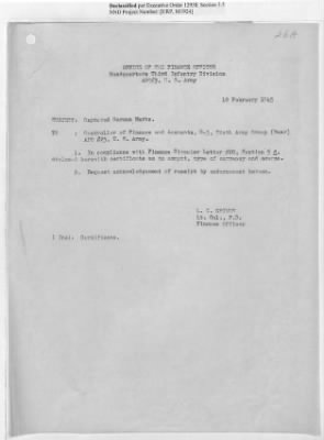 Thumbnail for Records of the Currency Section Received From Supreme Headquarters, Allied Expeditionary Forces (SHAEF) > 17/12 Funds Captured Or Confiscated Enemy Funds: Correspondence and Reports [N.D.; August 1944; November 1944-March 1945]