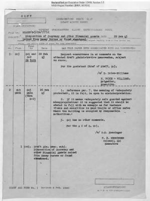 Thumbnail for Records of the Currency Section Received From Supreme Headquarters, Allied Expeditionary Forces (SHAEF) > 17/12 Funds Captured Or Confiscated Enemy Funds: Correspondence and Reports [N.D.; August 1944; November 1944-March 1945]