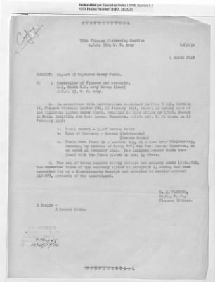 Thumbnail for Records of the Currency Section Received From Supreme Headquarters, Allied Expeditionary Forces (SHAEF) > 17/12 Funds Captured Or Confiscated Enemy Funds: Correspondence and Reports [N.D.; August 1944; November 1944-March 1945]