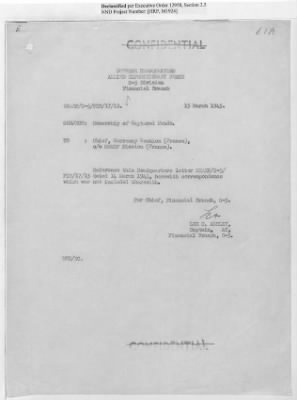 Thumbnail for Records of the Currency Section Received From Supreme Headquarters, Allied Expeditionary Forces (SHAEF) > 17/12 Funds Captured Or Confiscated Enemy Funds: Correspondence and Reports [N.D.; August 1944; November 1944-March 1945]