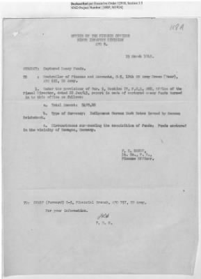 Thumbnail for Records of the Currency Section Received From Supreme Headquarters, Allied Expeditionary Forces (SHAEF) > 17/12 Funds Captured Or Confiscated Enemy Funds: Correspondence and Reports [N.D.; August 1944; November 1944-March 1945]