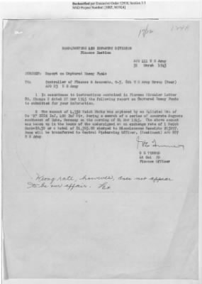 Thumbnail for Records of the Currency Section Received From Supreme Headquarters, Allied Expeditionary Forces (SHAEF) > 17/12 Funds Captured Or Confiscated Enemy Funds: Correspondence and Reports [N.D.; August 1944; November 1944-March 1945]