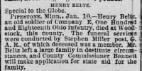 St. Paul daily globe., January 11, 1889, Page 8 OBIT Henry Beltz