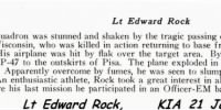 Thumbnail for Lt Rock was KIA 21 Jan. 1945 after strafing Mission, trying to limp his fighter back.