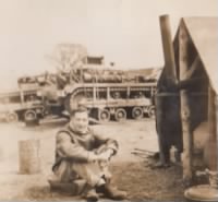 Lt. Feinberg, Cleet Track in Background, Winter 1943