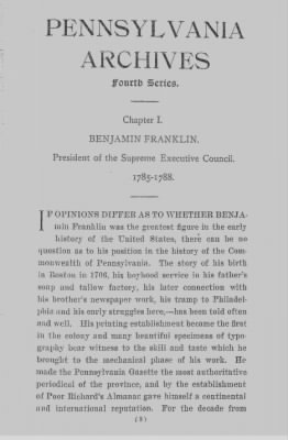 Volume IV > Benjamin Franklin. President of the Supreme Executive Council, 1785-1788.