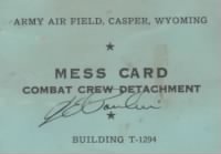 William B. Briggs Mess Card