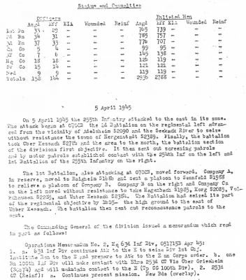 History of the 255th Infantry Regiment > 255th Inf Reg Operational Reports Hist