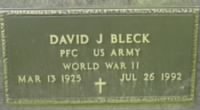 Pvt David John Bleck Sr Military Headstone