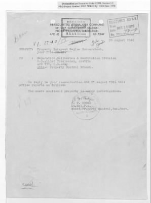 Thumbnail for Cases and Reports Relating to Property and Equipment Released by Vienna Area Command (VAC) to the Austrian Government > V1.1740/IX Regina Schwarzbach