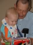 Daddy John with great-grandchild, Matthew Rostan