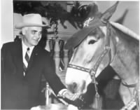 Charley Finley and his mascot mule