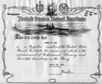 US Naval Institute Certificate