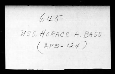 Horace A Bass (APD-124) > 1946