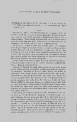 Thumbnail for Volume XV > Journal of Major Ennion Williams, on His Journey to the American Camp at Cambridge, in New England. 1775.