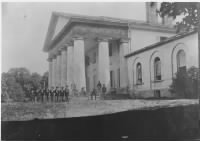 Custis Lee Mansion with Union soldiers on lawn