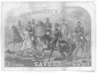 Major Generals A.E. Burnside, Joseph Hooker, Philip Henry Sheridan, George B. McClellan, Franz Sigel, George Meade, Henry W. Halleck, on horseback.jpg