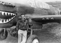 With his P-40.