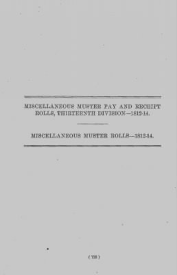 Volume VII > Miscellaneous Muster Pay and Receipt Rolls, Thirteenth Division--1812-14