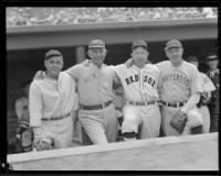 1939 -Old-timers Stuffy McInnis, Frank Home Run Baker, Eddie Collins, and Holy Cross varsity coach Jack Barry.jpg