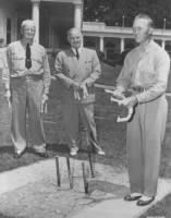 President Harry Truman, Admiral Chester Nimitz, and professional horseshoe pitcher Jimmy Risk.jpg