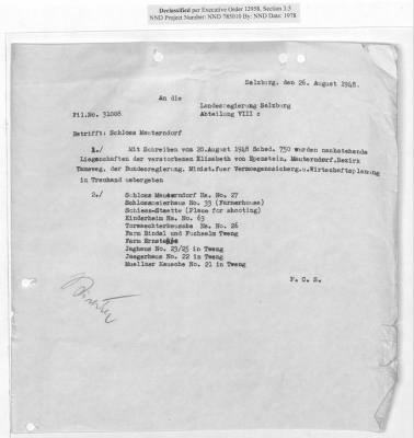 Claims and Restitution Reports on Property Administered by the Military Government in Salzburg > S3 1008 Ta Hermann Göring (Schloss Mauterndorf) (1947-1948)