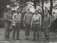 Walker Hancock, Lamont Moore, George Stout and two unidentified soldiers in Marburg, Germany, June 1945.jpg