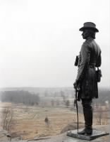 Monument of Gen. Warren looking over the battlefield from Little Round Top.jpg