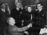 Thumbnail for Medal of Honor presentation on April 21, 1942 President Roosevelt, Frank Knox, Secretary of the Navy (behind FDR), Admiral Ernest King, Edward O'Hare and his wife Rita..jpg