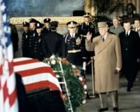President Charles DeGaulle paying respects to Eisenhower.jpg