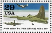 P-51s escort B-17s on bombing raid.gif