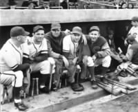 Manager Gabby Hartnett, left, in 1940 at Wrigley Field with his starting pitchers Claude Passeau, from left, Bill Lee, Larry French and Vern Olsen..jpg