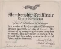 Document:  1945, William Briggs certificate, Caterpillar club