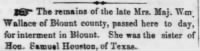 Thumbnail for Mary Houston Wallace 1854 Remains to Be Buried in Blount Co.jpg