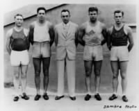 Glenn Cunningham, Wilson Buster Charles (Haskell), Coach Brutus Hamilton, Jim Bausch, and Clyde Coffman..jpg