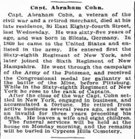 Capt. Abraham Cohn, New York Times Obituary, June 5, 1897.png