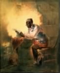 Painting of  a black man reading a newspaper with headline -Presidential Proclamation Slavery.jpeg