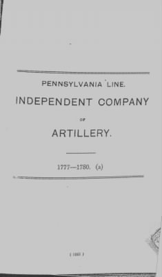 Thumbnail for Volume III > Pennsylvania Line. Independent Company of Artillery. 1777-1780.