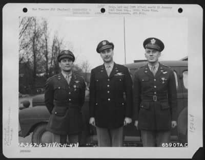 Awards > Colonel William M. Gross Poses With Colonel Kunkel And Colonel J.J. Nazzaro Of The 381St Bomb Group Who Were Presented The Silver Star During A Ceremony On 15 November 1943, England.
