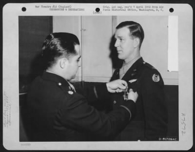 Awards > Lt. Case Of The 753Rd Bomb Squadron, 458Th Bomb Group, Is Presented The Distinguished Flying Cross During A Ceremony At An Air Base Somewhere In England. 20 November 1944.