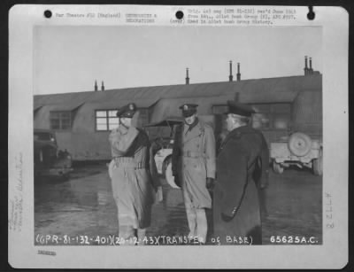 Thumbnail for Dedications > The 401St Bomb Group Takes Over A Former Raf Base At Deenethorpe, England On 20 December 1943.  Squadron Leader Edward H.G. Watson Of The Raf And Colonel Harold W. Bowman, Commanding Officer Of The 401St Bomb Group, Officiated.