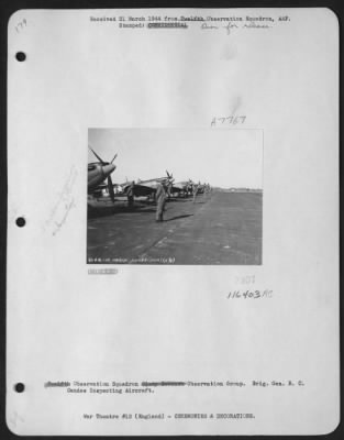 Inspections & Reviews > Observation Squadron Observation Group.  Brig. Gen. R.C. Candee Inspecting Aircraft.