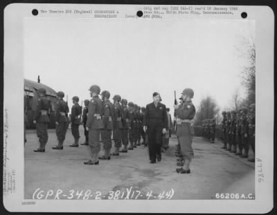 Inspections & Reviews > Brig Gen Robert B. Williams Inspects Guard Of Honor At 381St Bomb Group Base In England On 17 April 1944.