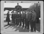Lord Trenchard Inspects Crew Of Consolidated B-24 Liberator, "Ball Of Fire" At A U.S. Bomber Station In England.  Crew Members Are (Left To Right) Capt. Joseph S. Tate, Pilot, St. Augustine, Fla.; 2Nd Lt. Thomas B. Roll, Co-Pilot, Milwaukee, Wisc., 2Nd Lt - Page 1