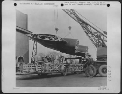 Thumbnail for General > Loading a portion of a Boeing B-17 Flying ofrtress wing from assembly shaft.